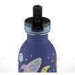24BOTTLES Kids Urban 250ml rozsdamentes acél kulacs szívószálas kupakkal, Space Friends