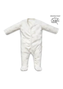 Kenguru Gold - Hosszúujjú pamut középen patentos rugdalózó (56-os) - ecrü