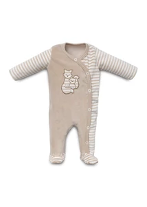 Kenguru Gold - Hosszúujjú plüss oldalt patentos rugdalózó (56-os)