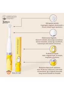 Fogápolás kezdőszett 0 hó+ Zsiráf fogkefe - mini narancs táncoló maki