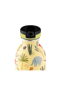 24BOTTLES Kids Urban 250ml rozsdamentes acél kulacs szívószálas kupakkal, Jungle Friends