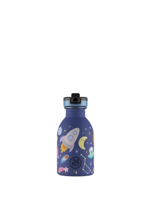 24BOTTLES Kids Urban 250ml rozsdamentes acél kulacs szívószálas kupakkal, Space Friends