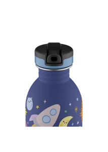 24BOTTLES Kids Urban 250ml rozsdamentes acél kulacs szívószálas kupakkal, Space Friends