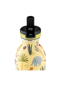24BOTTLES Kids Urban 500ml rozsdamentes acél kulacs szívószálas kupakkal, Jungle Friends
