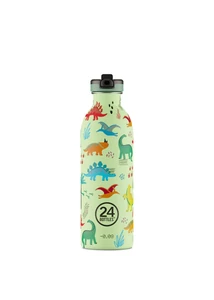 24BOTTLES Kids Urban 500ml rozsdamentes acél kulacs szívószálas kupakkal, Jurassic Friends