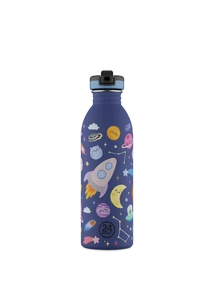 24BOTTLES Kids Urban 500ml rozsdamentes acél kulacs szívószálas kupakkal, Space Friends