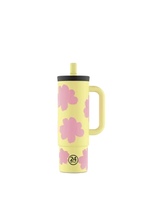 24BOTTLES Straw Cup 800ml rozsdamentes acél bögre szívószállal, Daydreaming Yellow