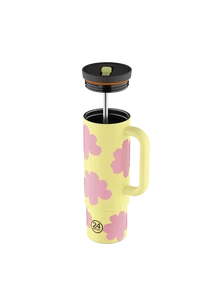 24BOTTLES Straw Cup 800ml rozsdamentes acél bögre szívószállal, Daydreaming Yellow