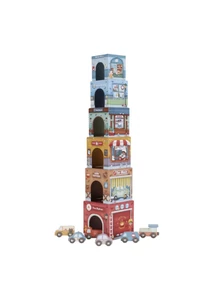 Little Dutch toronyépítő 6 db autóval