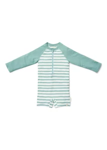Little Dutch hosszú ujjú úszóoverál Stripes Surf Blue - 74/80