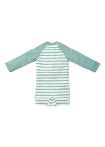 Little Dutch hosszú ujjú úszóoverál Stripes Surf Blue - 74/80