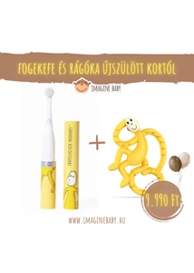 Fogápolás kezdőszett 0 hó+ Sárga fogkefe - mini sárga táncoló maki