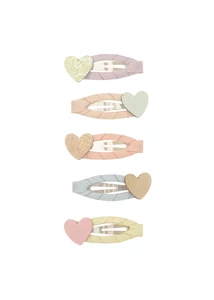 Pasztell szívecskés mini csatok - 5 db-os szett