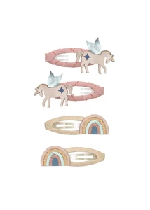 Szárnyas unikornis és szivárvány csatok - 4 db-os szett