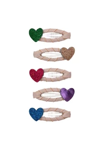 Csillogó szívecskés mini hajcsat szett - 5 db