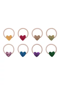 Csillogó szívecskés hajgumik - 8 db-os szett