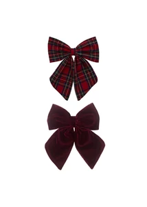 Skót Kockás Masnis Hajcsat Szett - Piros 2 db