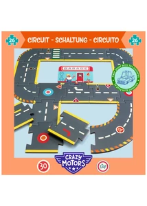 CRAZY MOTORS autópálya - Városi kőrút - City circuit - Giant puzzle - 26 pcs