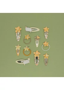 Nárciszos mini hajgumik - 6 db-os szett