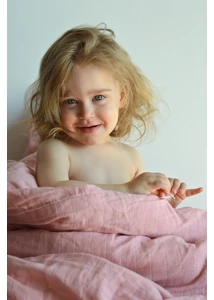 Ágyneműhúzat szett (baba) - rózsaszín, muszlin