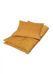 Ágyneműhúzat szett (baba) - mustársárga, csillagos