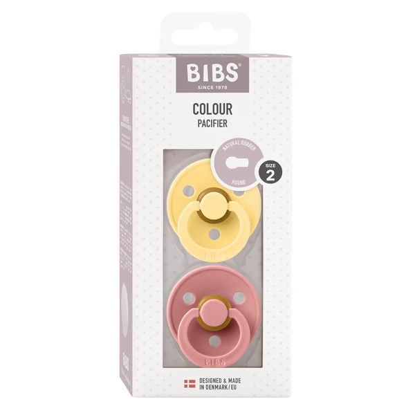 BIBS Colour 2-es szett (Krémsárga/Tearózsa), 6-18 hó