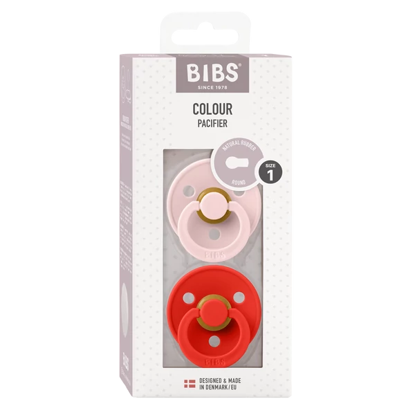 BIBS Colour 2-es szett (Cseresznyevirág/Pirospiros), 0-6 hó