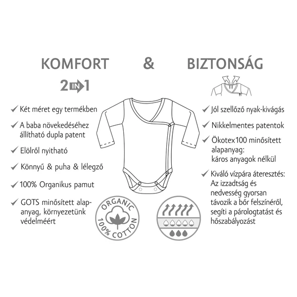 Kenguru Gold - Átlapolt csecsemő kombidressz (56-62-es) - ecrü