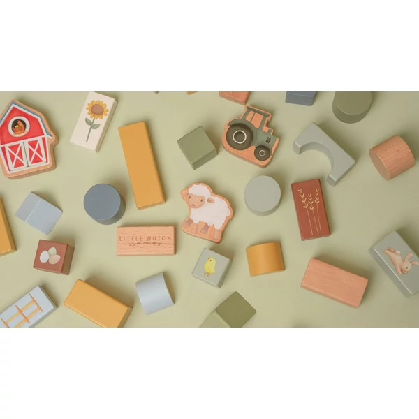 Little Dutch fa építőkocka 50 db - Little Farm