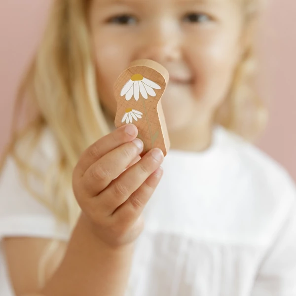 Little Dutch fa építőkocka 50db - pink