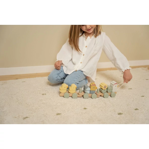 LITTLE DUTCH VONAT ÉPÍTŐELEMEKKEL - TYÚKANYÓ ÉS CSIBÉI