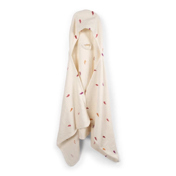 Hímzett kapucnis törölköző - Seahorse