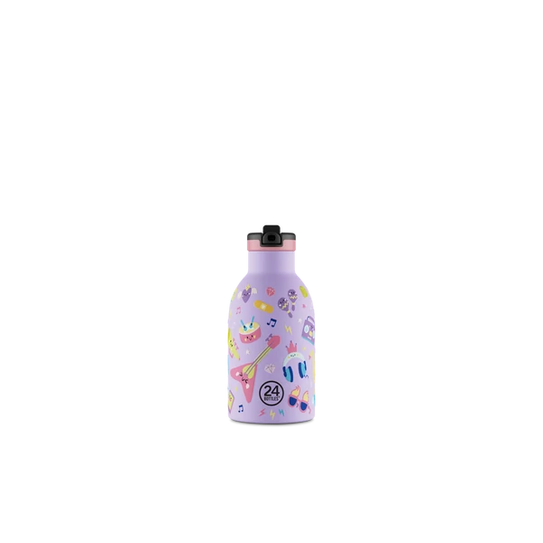 24BOTTLES Kids Clima 330ml rozsdamentes acél termosz szívószálas kupakkal, Music Friends
