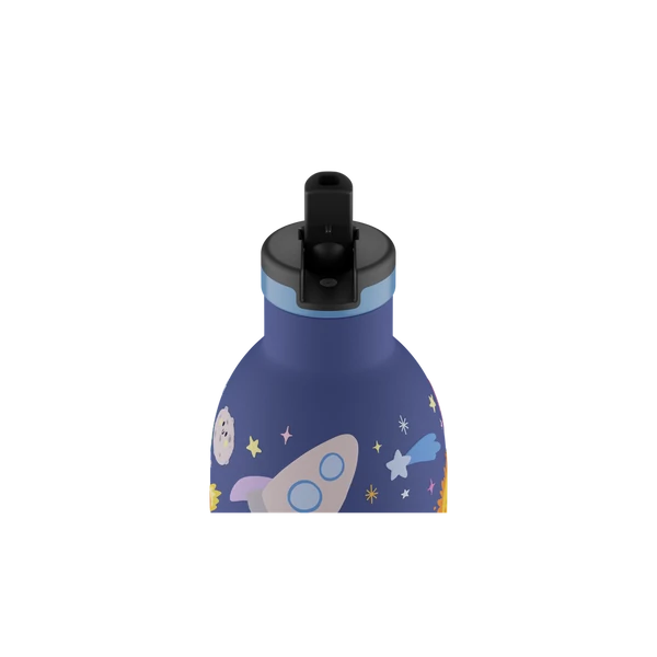 24BOTTLES Kids Clima 330ml rozsdamentes acél termosz szívószálas kupakkal, Space Friends
