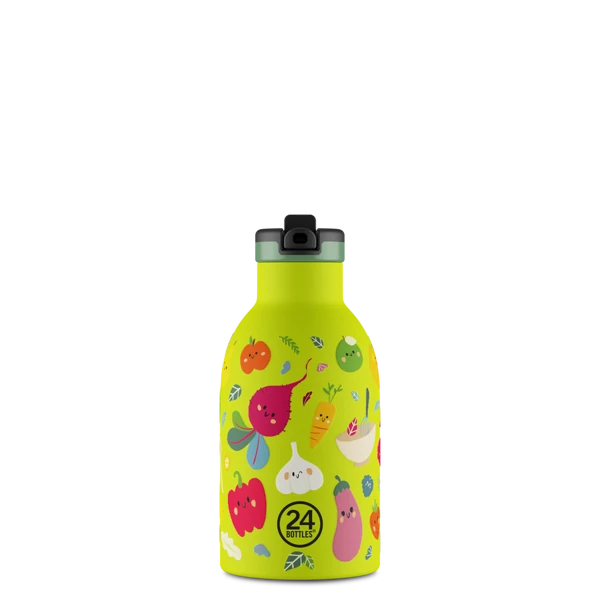 24BOTTLES Kids Clima 330ml rozsdamentes acél termosz szívószálas kupakkal, Veggie Friends