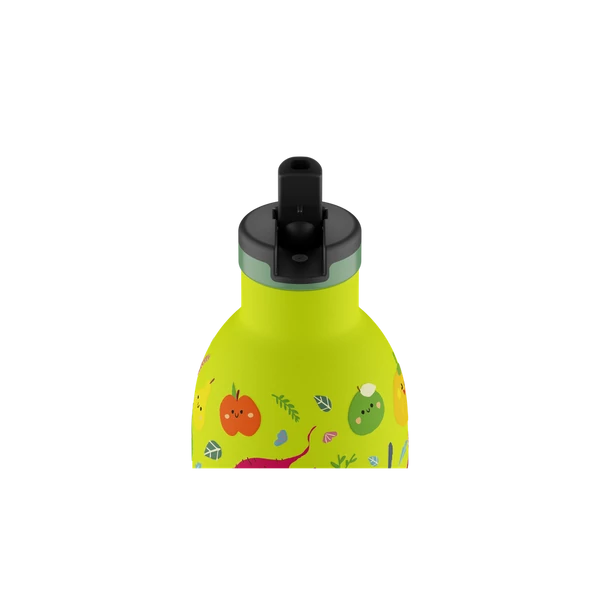 24BOTTLES Kids Clima 330ml rozsdamentes acél termosz szívószálas kupakkal, Veggie Friends