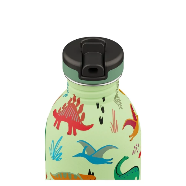 24BOTTLES Kids Urban 250ml rozsdamentes acél kulacs szívószálas kupakkal, Jurassic Friends