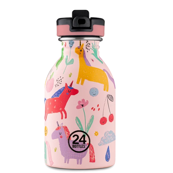 24BOTTLES Kids Urban 250ml rozsdamentes acél kulacs szívószálas kupakkal, Magic Friends