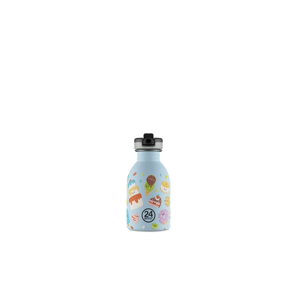 24BOTTLES Kids Urban 250ml rozsdamentes acél kulacs szívószálas kupakkal, Sweet Friends