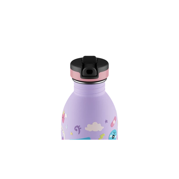 24BOTTLES Kids Urban 500ml rozsdamentes acél kulacs szívószálas kupakkal, Music Friends