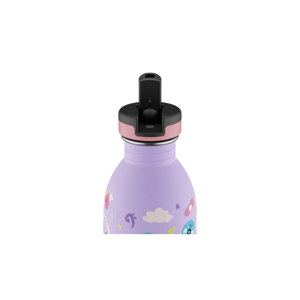 24BOTTLES Kids Urban 500ml rozsdamentes acél kulacs szívószálas kupakkal, Music Friends