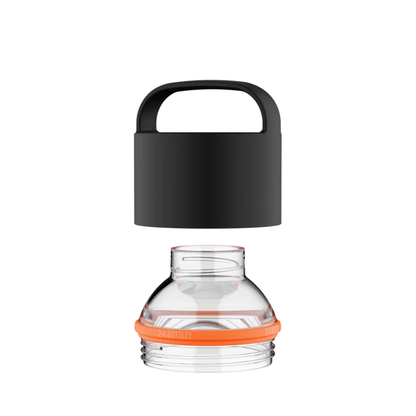 24BOTTLES Spin Bottle kupak, fekete és átlátszó