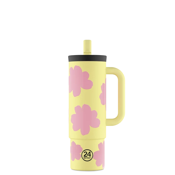 24BOTTLES Straw Cup 800ml rozsdamentes acél bögre szívószállal, Daydreaming Yellow