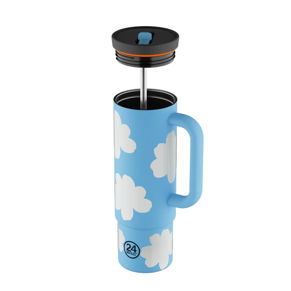 24BOTTLES Straw Cup 800ml rozsdamentes acél bögre szívószállal, Daydreaming