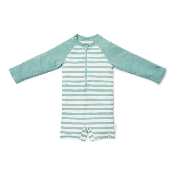 Little Dutch hosszú ujjú úszóoverál Stripes Surf Blue - 74/80