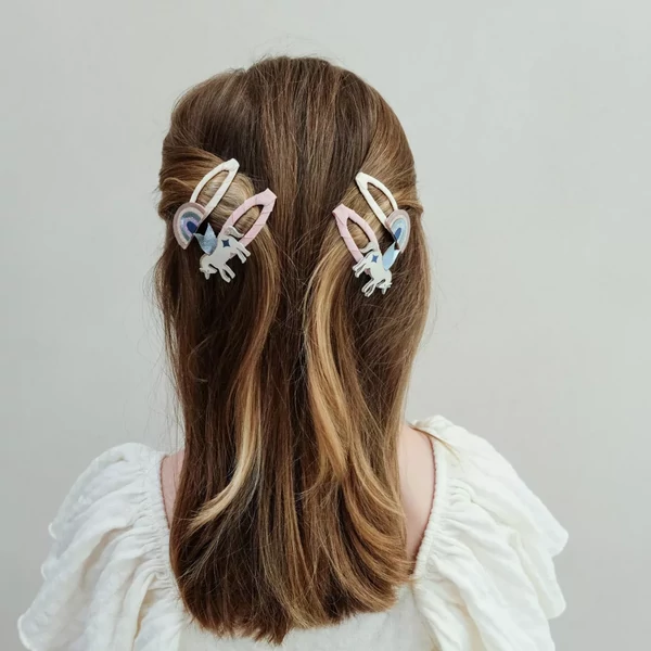 Szárnyas unikornis és szivárvány csatok - 4 db-os szett