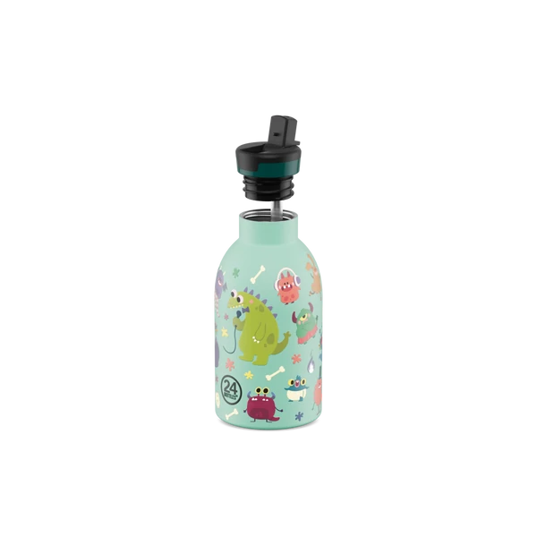 24BOTTLES Kids Clima 330ml rozsdamentes acél termosz szívószálas kupakkal, Spooky Friends