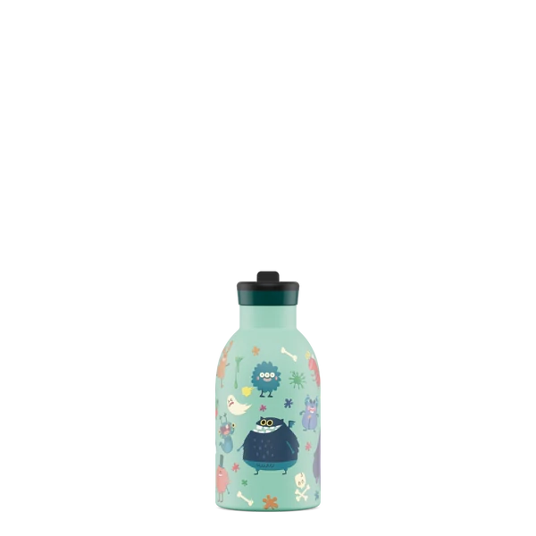 24BOTTLES Kids Clima 330ml rozsdamentes acél termosz szívószálas kupakkal, Spooky Friends