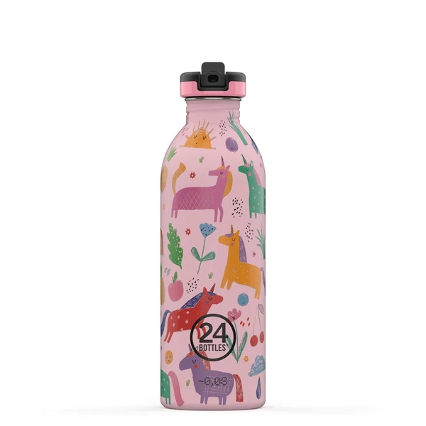 24BOTTLES Kids Urban 500ml rozsdamentes acél kulacs szívószálas kupakkal, Magic Friends
