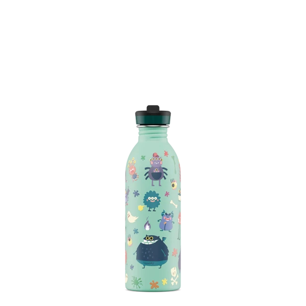 24BOTTLES Kids Urban 500ml rozsdamentes acél kulacs szívószálas kupakkal, Spooky Friends